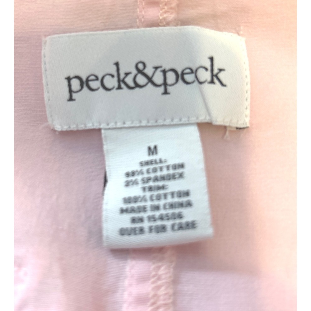Peck & Peck Pink Denim Jacket Sz M Floral Lace Embroidered Stretch Cotton - Picture 7 of 12